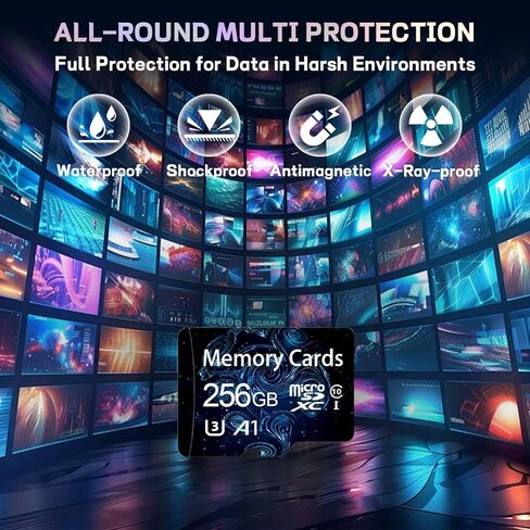 256GB Micro SD Card - microSDXC UHS-I High-Speed Flash Memory Card with SD Adapter, 100MB/s Fast Read Speed, C10/U3/A2/V60 Performance, 4K UHD & Full HD Video Recording for All Devices (Black1) in Saudi Arabia