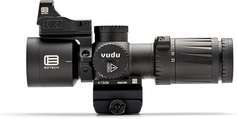 EOTECH Vudu 4-12x36 FFP Riflescope فائق القصر - مجموعة حزمة شبكية MD5 (MRAD) تحتوي على Riflescope، حامل متكامل، EFLX مع جبل in Kuwait
