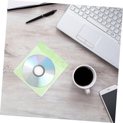 Zerodeko 200pcs CD DVD Plastic Sleeves 12cm Media Storage Holders Reusable Protective Plastic Sleeve for Car and Home Organization Random Color in Kuwait