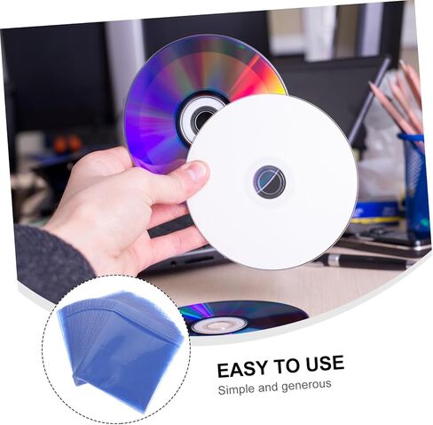 KALLORY 200pcs CD Plastic Sleeves and DVD Storage Sleeves 12cm Pp Plastic Bags for Media Organization and Car Use Portable Disc Holder Protective for Cds and DVDs Random Color in Kuwait
