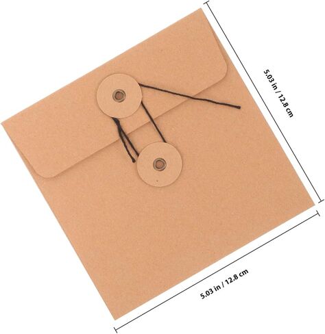 Cabilock 10pcs Brown Kraft Paper CD Dvd Sleeves with String Tie Closure, Vintage Envelope Storage Bags for Office and Media Organization in Kuwait