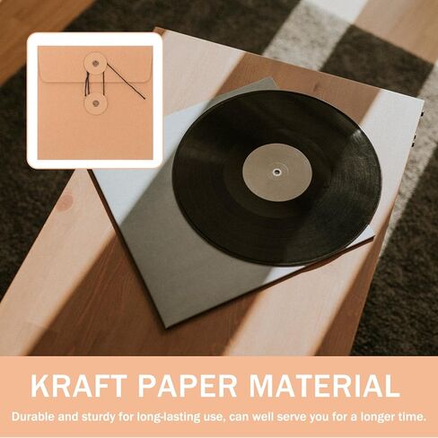 Cabilock 10pcs Brown Kraft Paper CD Dvd Sleeves with String Tie Closure, Vintage Envelope Storage Bags for Office and Media Organization in Kuwait