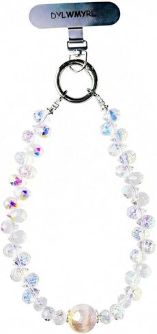 Women's Handmade Beaded Phone Lanyard - Detachable Anti-Lost Wrist Strap, Compatible with Full-Cover Phone Cases (Black) in Kuwait