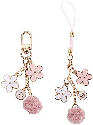 Leadigol 2PCS Cute Phone Strap Lanyards with Metal Flower Keychain and Handbag Charm in Kuwait