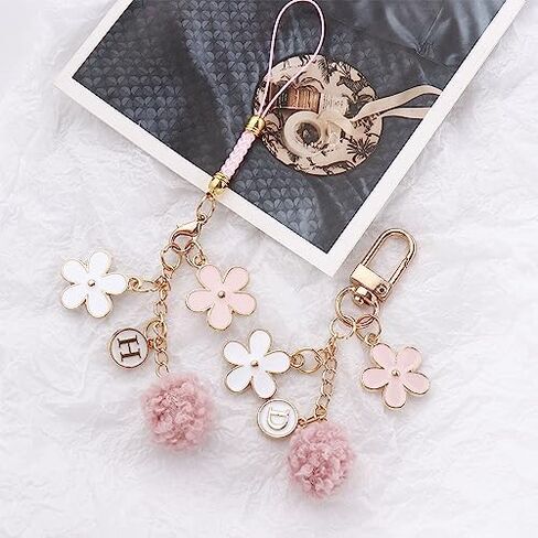 Leadigol 2PCS Cute Phone Strap Lanyards with Metal Flower Keychain and Handbag Charm in Kuwait