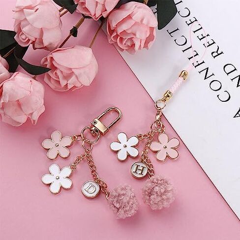 Leadigol 2PCS Cute Phone Strap Lanyards with Metal Flower Keychain and Handbag Charm in Kuwait