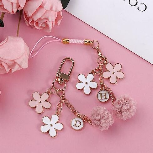 Leadigol 2PCS Cute Phone Strap Lanyards with Metal Flower Keychain and Handbag Charm in Kuwait