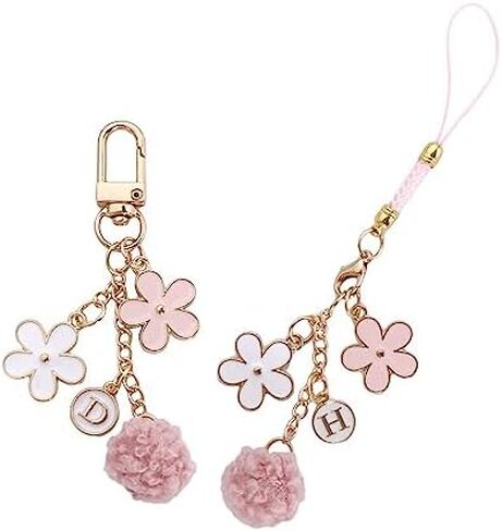 Leadigol 2PCS Cute Phone Strap Lanyards with Metal Flower Keychain and Handbag Charm in Kuwait