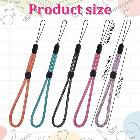 Adjustable Wrist Lanyards 5 Pcs Nylon Lanyard Short Hand Wrist Strap for Phone Cases Camera Keychain USB (Multicolor) in Kuwait
