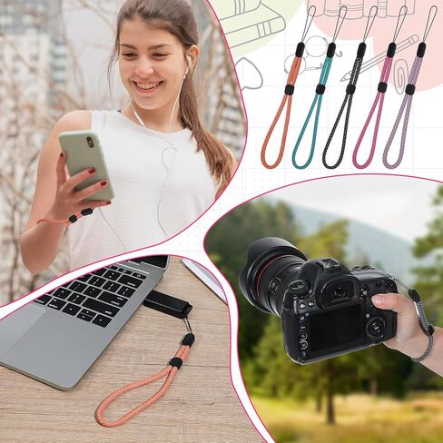 Adjustable Wrist Lanyards 5 Pcs Nylon Lanyard Short Hand Wrist Strap for Phone Cases Camera Keychain USB (Multicolor) in Kuwait