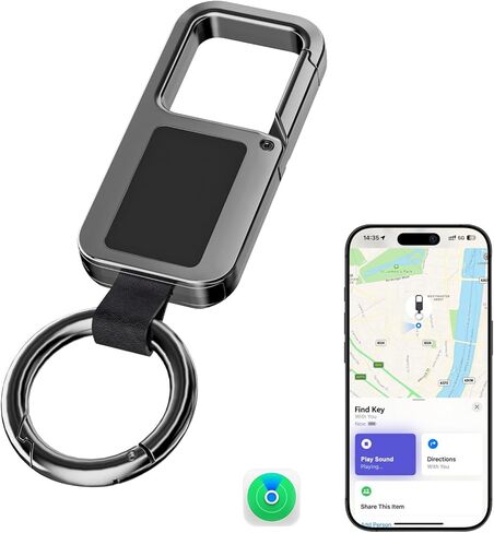 جهاز البحث عن المفاتيح الذكية عالي التحمل، متوافق مع Apple Find My iOS فقط، جهاز تعقب ذكي لمكافحة الضياع، ملحقات سلسلة مفاتيح السيارة للرجال، محدد موقع حقيبة الظهر للمفاتيح، أسود in Kuwait