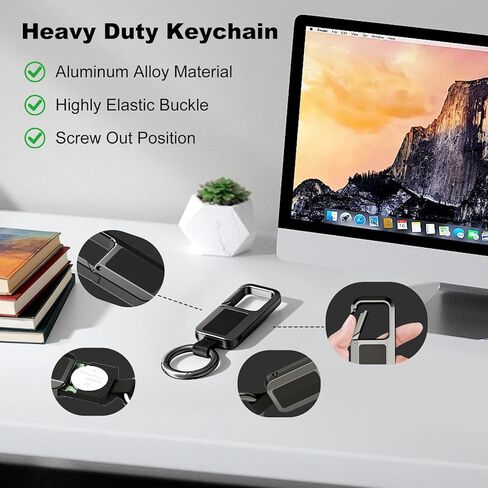 جهاز البحث عن المفاتيح الذكية عالي التحمل، متوافق مع Apple Find My iOS فقط، جهاز تعقب ذكي لمكافحة الضياع، ملحقات سلسلة مفاتيح السيارة للرجال، محدد موقع حقيبة الظهر للمفاتيح، أسود in Kuwait