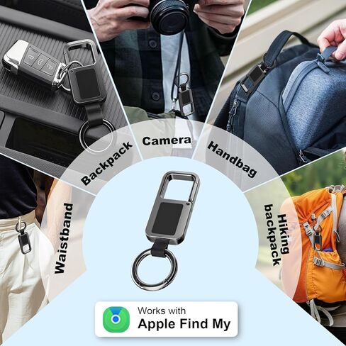 جهاز البحث عن المفاتيح الذكية عالي التحمل، متوافق مع Apple Find My iOS فقط، جهاز تعقب ذكي لمكافحة الضياع، ملحقات سلسلة مفاتيح السيارة للرجال، محدد موقع حقيبة الظهر للمفاتيح، أسود in Kuwait