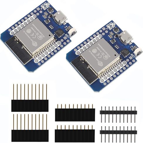2 قطعة ESP32 D1 Mini NodeMCU D1 Board MH-ET Live MiniKit لوحدة ESP32 WiFi بلوتوث لوحة تطوير الإنترنت على أساس ESP8266 تعمل بالكامل مع دبابيس لمجموعة WeMos D1 DIY in Kuwait