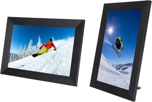 إطار صور رقمي SUNGOOYUE مقاس 10.1 بوصة، شاشة لمس IPS بدقة 1280 × 800 إطار صور إلكتروني واي فاي مع التحكم في التطبيق ومستشعر الجاذبية، لحفلات الزفاف المنزلية (قابس أمريكي 100‑240 فولت) in Kuwait