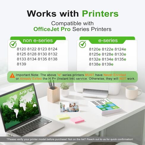 استبدال خراطيش الحبر 923e المعاد تصنيعها من Ankink لطابعات HP Officejet Pro 8120e 8122e 8124e 8125e 8128e 8130e 8132e 8135e 8138e متوافقة مع 923 XL أسود اللون 4 حزم (إصدار الرقاقة: DV10) in Kuwait