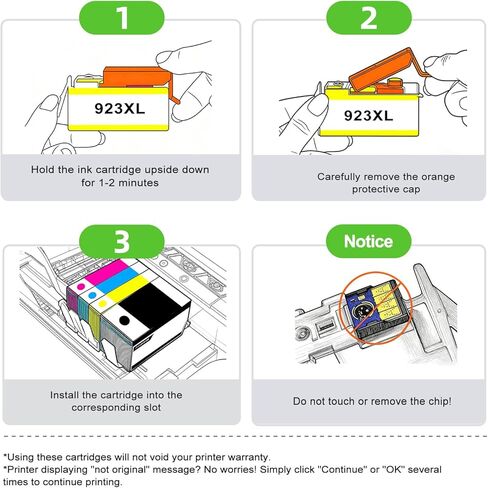 استبدال خراطيش الحبر 923e المعاد تصنيعها من Ankink لطابعات HP Officejet Pro 8120e 8122e 8124e 8125e 8128e 8130e 8132e 8135e 8138e متوافقة مع 923 XL أسود اللون 4 حزم (إصدار الرقاقة: DV10) in Kuwait