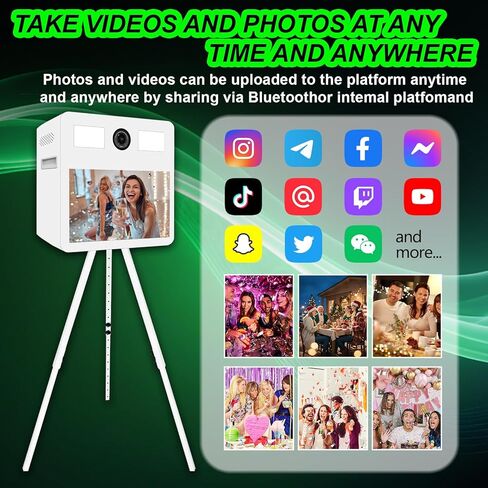 Portable Photo Booth Machine with Touch Screen,Fill Light Photobooth Machine with Flight Case,Ideal for Weddings,Parties,and Events Rental (White, Machine+Camera+Printer) in Saudi Arabia