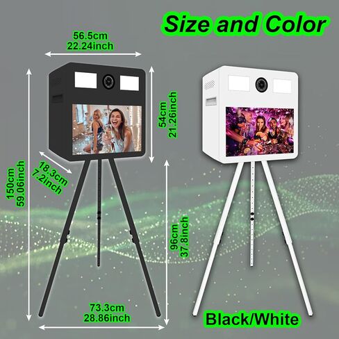 Portable Photo Booth Machine with Touch Screen,Fill Light Photobooth Machine with Flight Case,Ideal for Weddings,Parties,and Events Rental (White, Machine+Camera+Printer) in Saudi Arabia