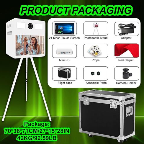 Portable Photo Booth Machine with Touch Screen,Fill Light Photobooth Machine with Flight Case,Ideal for Weddings,Parties,and Events Rental (White, Machine+Camera+Printer) in Saudi Arabia
