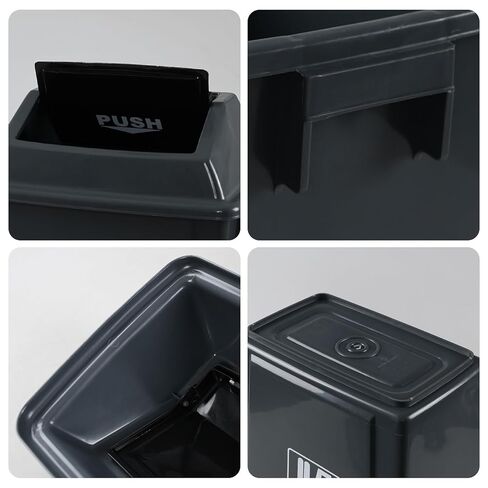 13 Gallon Plastic Trash Can with Swing Lid, 4-Pack Large Kitchen Swing-Top Garbage Can, Gray in Saudi Arabia