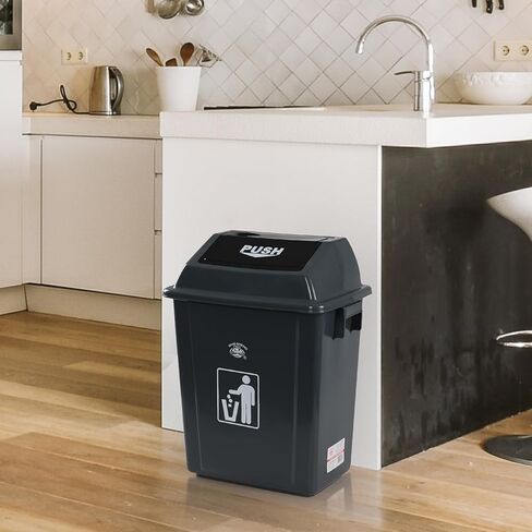 13 Gallon Plastic Trash Can with Swing Lid, 4-Pack Large Kitchen Swing-Top Garbage Can, Gray in Saudi Arabia