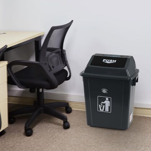 13 Gallon Plastic Trash Can with Swing Lid, 4-Pack Large Kitchen Swing-Top Garbage Can, Gray in Saudi Arabia