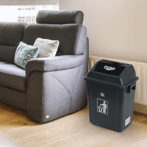 13 Gallon Plastic Trash Can with Swing Lid, 4-Pack Large Kitchen Swing-Top Garbage Can, Gray in Saudi Arabia