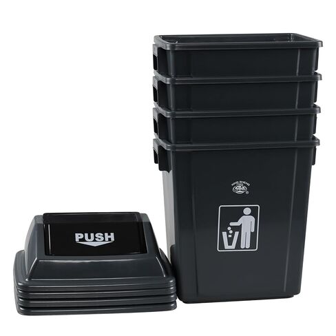 13 Gallon Plastic Trash Can with Swing Lid, 4-Pack Large Kitchen Swing-Top Garbage Can, Gray in Saudi Arabia