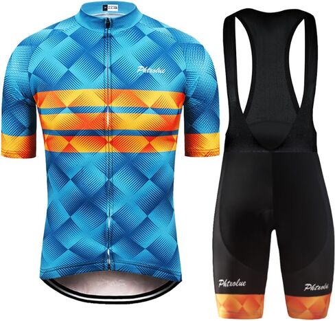 PHTXOLUE Cycling Kits for Men Cycling Jersey Set Uniform Clothes Bike Bicycle Shirt+3D Gel Pad Cushion Bibs Shorts in Saudi Arabia