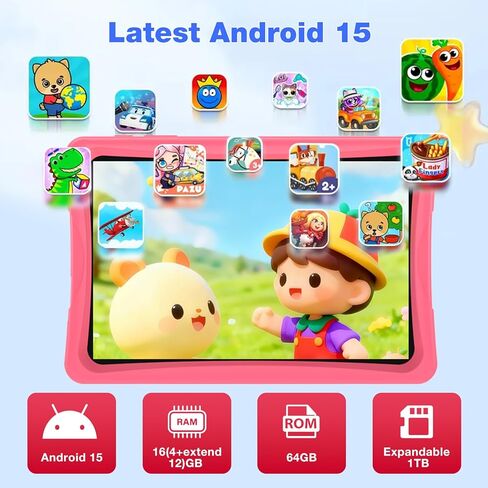 تابلت redbeat، 10.1 بوصة Android 15 لـ 12+، 16 (4+12) جيجابايت + 64 جيجابايت (1 تيرابايت TF) جهاز لوحي واي فاي مع قلم شاشة، مراقبة أبوية، شاشة حماية العين، معالج RK3562 ثماني النواة، وردي/أزرق (أزرق) in Kuwait