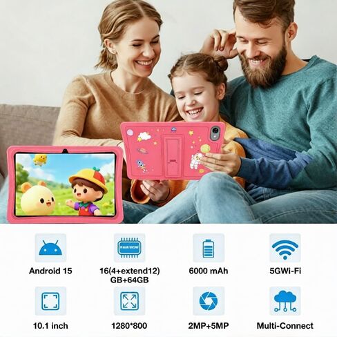تابلت redbeat، 10.1 بوصة Android 15 لـ 12+، 16 (4+12) جيجابايت + 64 جيجابايت (1 تيرابايت TF) جهاز لوحي واي فاي مع قلم شاشة، مراقبة أبوية، شاشة حماية العين، معالج RK3562 ثماني النواة، وردي/أزرق (أزرق) in Kuwait