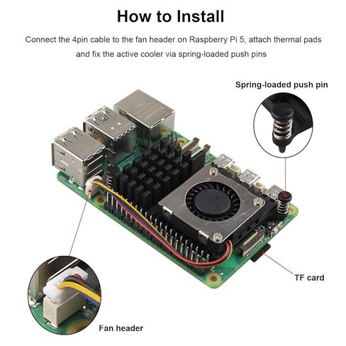 ZDE Aluminum Active Cooler for Raspberry Pi 5 PWM Heatsink Cooling Fan for Raspberry Pi 5 4GB/8GB in Kuwait