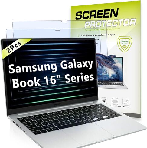 2-Pack Anti Blue Light Screen Protector for 16" Samsung Galaxy Book5Pro 360, Book5 Pro, Book4 Edge/Ultra/Pro & Book3 Ultra, Anti-Glare Anti-Scratch Eye Protection Matte Film, Bubble-Free HD Clarity Protective Cover Compatible with 16-Inch Samsung Galaxy B in Kuwait