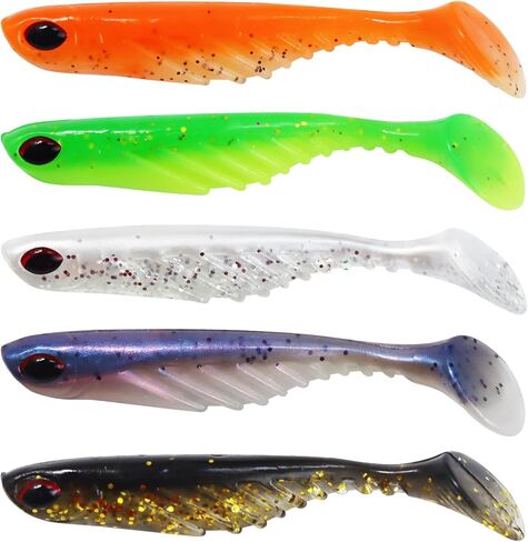 طُعم صيد السمك الناعم طُعم سباحة ذيل المجداف طعوم بلاستيكية الكرابي Walleye سمك السلمون المرقط باس طعوم صيد السمك لرؤوس الرقص المياه المالحة/المياه العذبة 40 قطعة in Saudi Arabia