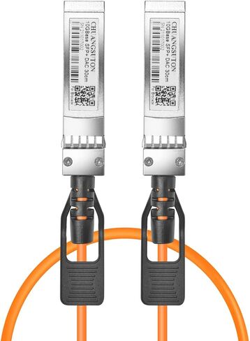 كابل CHUANGSUTON 10G SFP+ DAC Twinax، سلبي، متوافق مع Cisco SFP-H10GB-CU30CM، Ubiquiti UniFi، Fortinet والمزيد، 0.3 متر، لون برتقالي in Kuwait