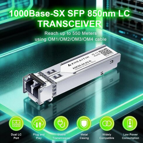 2 Pack 1000Base-SX LC Transceiver 1.25G SFP Optical Module Multimode for Cisco for Ubiquiti for MikroTik for Meraki for Netgear for D-Link for Fortinet for Supermicro and More（MMF 850nm 550M） in Kuwait