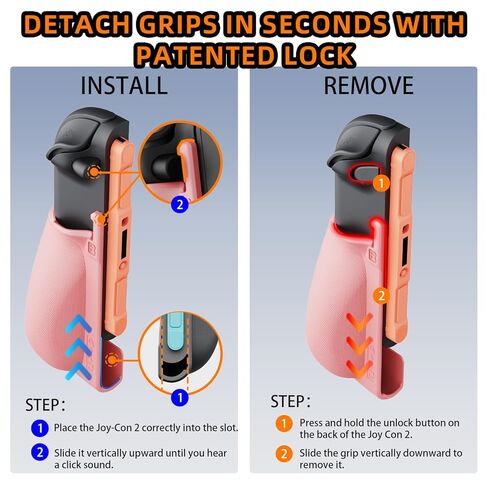 مجموعة قبضة مريحة من IFYOO NexGrip لجهاز Nintendo Switch 2 Joycons، حافظة قبضة متوافقة مع وحدة تحكم Joy Con 2، متوافقة مع Switch 2 Joycon، Switch 2 Accessories - وردي in Kuwait