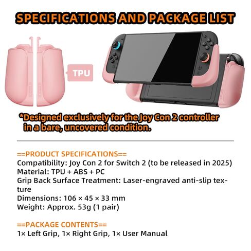 مجموعة قبضة مريحة من IFYOO NexGrip لجهاز Nintendo Switch 2 Joycons، حافظة قبضة متوافقة مع وحدة تحكم Joy Con 2، متوافقة مع Switch 2 Joycon، Switch 2 Accessories - وردي in Kuwait