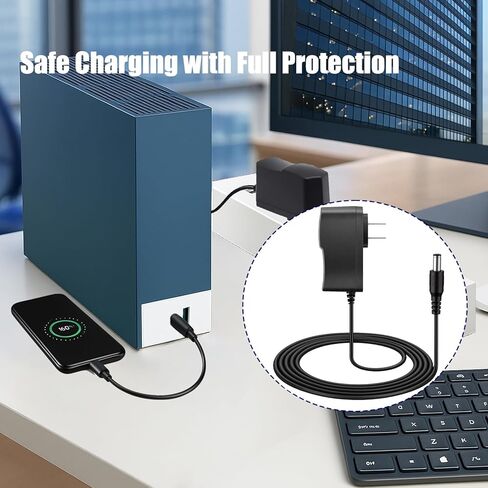 مصدر طاقة 12 فولت متوافق مع Seagate Backup Plus SRD0SD0، Expansion SRD00F2، FreeAgent GoFlex Desk، WD My Book، محرك الأقراص الصلبة الخارجي SimpleTech والمزيد - شاحن محول تيار متردد 12 فولت 2 أمبير سلك 6.6 قدم in Kuwait