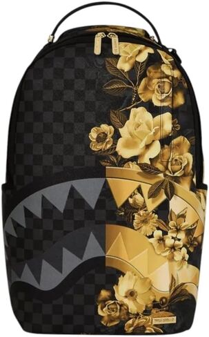 Sprayground Gold Floral Remix Backpack, Black Gold, Premium Durable Materials, Multiple Compartments in Kuwait