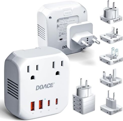 Upgraded 2000W Voltage Converter US to Europe for Hair Dryer - 220V to 110V Converter for European Travel, Power Converter Adapter Combo with 2 PD/QC & UK/AU/US/IT/European Travel Plug Adapters in Kuwait