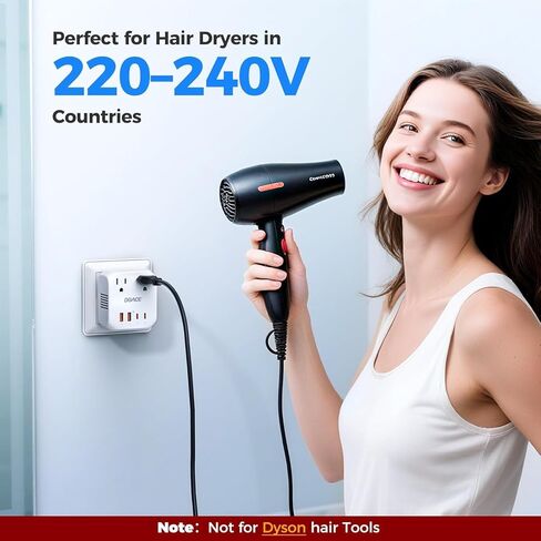 Upgraded 2000W Voltage Converter US to Europe for Hair Dryer - 220V to 110V Converter for European Travel, Power Converter Adapter Combo with 2 PD/QC & UK/AU/US/IT/European Travel Plug Adapters in Kuwait