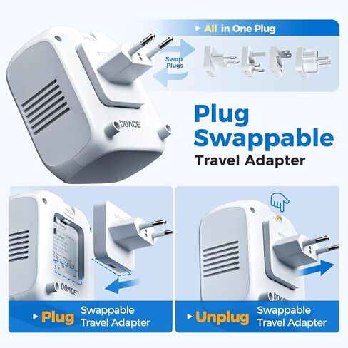 Upgraded 2000W Voltage Converter US to Europe for Hair Dryer - 220V to 110V Converter for European Travel, Power Converter Adapter Combo with 2 PD/QC & UK/AU/US/IT/European Travel Plug Adapters in Kuwait