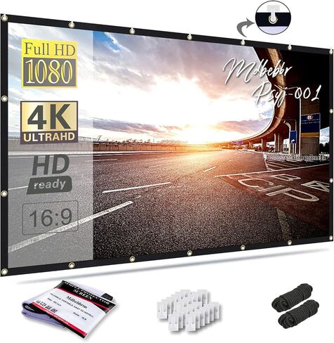 72inch Projector Screen 16:9 Foldable Anti-Crease Portable Projector Movies Screens for Home Theater Outdoor Indoor Support Double Sided Projection in Kuwait
