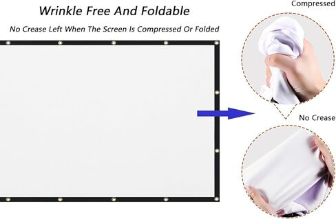 72inch Projector Screen 16:9 Foldable Anti-Crease Portable Projector Movies Screens for Home Theater Outdoor Indoor Support Double Sided Projection in Kuwait