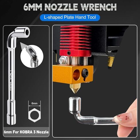 طقم Hotend مكون من 3 قطع لكوبرا 3، طقم بثق رأس الطباعة المجمع مع 9 فوهات نحاسية 0.2/0.4/0.6 مم، 30 إبرة تنظيف، 3 غطاء سيليكون ومفتاح ربط 6 مم، متوافق مع مجموعة Anycubic Kobra 3/Kobra 3 in Kuwait