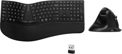 DELUX Full Size Ergonomic Split Keyboard and Wireless Vertical Mouse Combo, GM909 Wireless Split Keyboard and M618ZD Left-Handed Vertical Mouse (GM909-M618ZD) in Kuwait