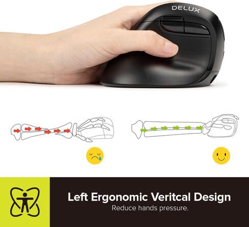 DELUX Full Size Ergonomic Split Keyboard and Wireless Vertical Mouse Combo, GM909 Wireless Split Keyboard and M618ZD Left-Handed Vertical Mouse (GM909-M618ZD) in Kuwait