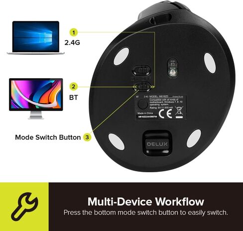 DELUX Full Size Ergonomic Split Keyboard and Wireless Vertical Mouse Combo, GM909 Wireless Split Keyboard and M618ZD Left-Handed Vertical Mouse (GM909-M618ZD) in Kuwait